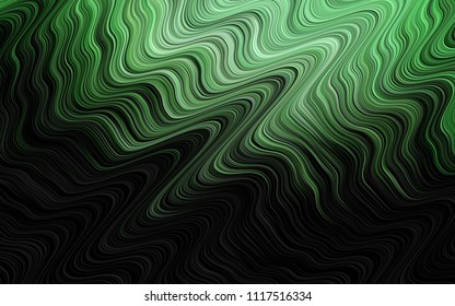 Dark Green vector background with curved circles. Blurred geometric sample with gradient bubbles.  Textured wave pattern for backgrounds.