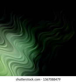 Dark Green vector background with curved lines. Bright illustration with gradient circular arcs. Best design for your ad, poster, banner.