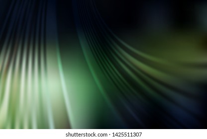 Dark Green vector background with curved lines. A shining illustration, which consists of curved lines. Abstract design for your web site.
