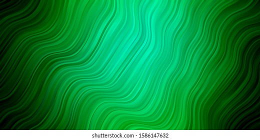 Dark Green vector background with curved lines. Brand new colorful illustration with bent lines. Pattern for websites, landing pages.