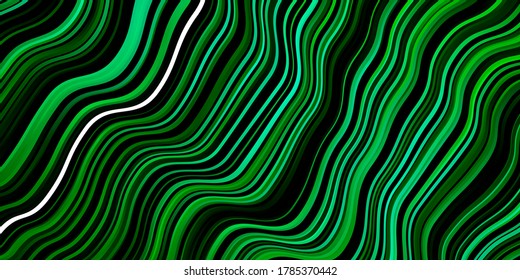 Dark Green vector background with curved lines. Brand new colorful illustration with bent lines. Pattern for websites, landing pages.