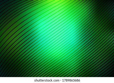 Fondo vector verde oscuro con líneas curvas. Muestra con líneas de colores, formas. Mejor diseño para su negocio.