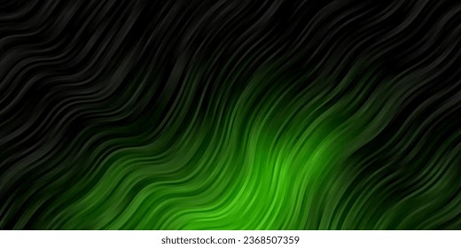 Fondo vector verde oscuro con líneas curvas. Ilustración de degradado en un estilo sencillo con arcos. Plantilla para el diseño de la interfaz de usuario.