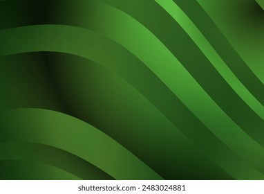 Dark Green vector background with curved lines. Colorful geometric sample with gradient lines.  Abstract design for your web site.