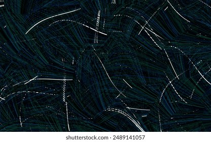 Fondo de Vector verde oscuro con líneas curvas. Ilustración abstracta brillante con líneas irregulares. Patrón para su diseño.