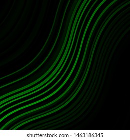 Dark Green vector background with curves. Colorful illustration, which consists of curves. Smart design for your promotions.