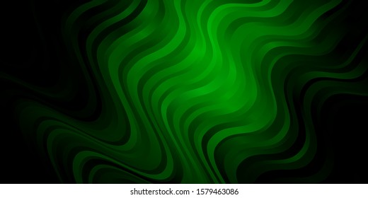 Dark Green vector background with curves. Colorful illustration in circular style with lines. Best design for your posters, banners.