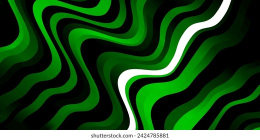 Dark Green vector background with curves. Colorful illustration in abstract style with bent lines. Pattern for commercials, ads.