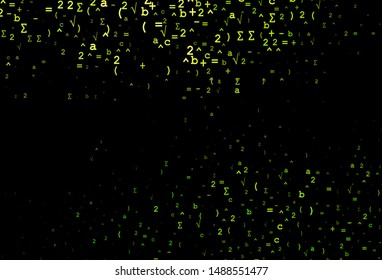Dark Green vector background with Digit symbols. Shining colorful illustration with isolated Digit signs. Pattern for school, grammar websites.