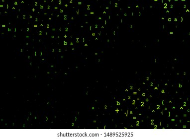 Dark Green vector background with Digit symbols. Blurred design in simple style with collection of numerals. Pattern for school, grammar websites.