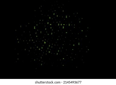 Dark Green vector background with Digit symbols. Modern geometrical illustration with numerals. Pattern for ads, poster, banner of books.