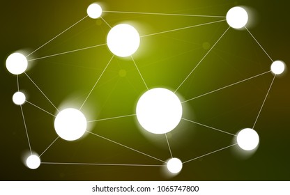 Dark Green vector background with dots and lines. Colorful illustration with circles and lines in futuristic style. Pattern can be used as texture of wallpapers.