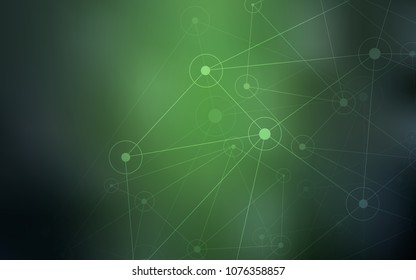 Dark Green vector background with dots and lines. Glitter abstract illustration with connection of triangle structure. Pattern can be used for beautiful websites.