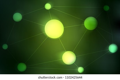 Dark Green vector background with dots and lines. Decorative design in abstract style with triangle structure. Pattern can be used for futuristic ad, booklets.