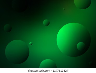 Dark Green vector background with dots. Glitter abstract illustration with blurred drops of rain. The pattern can be used for ads, leaflets of liquid.
