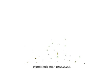 Dark Green vector background with Euro, Dollar, Yen. Colored symbols of all currency on white background. Template for ads of markets, loans.
