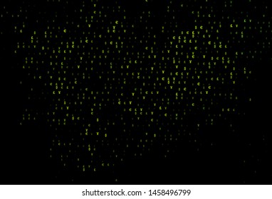 Dark Green vector background with Euro, Yen, Pound. Blurred design in with symbols of EUR, JPY, GBP. Smart design for your business advert of economic, wealth.