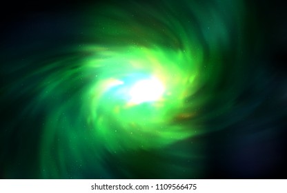 Dark Green vector background with galaxy stars. Shining illustration with sky stars on abstract template. Best design for your ad, poster, banner.