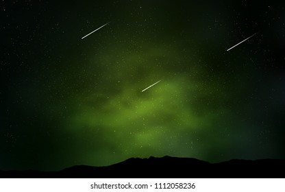 Dark Green vector background with galaxy stars. Glitter abstract illustration with colorful cosmic stars. Pattern for astrology websites.