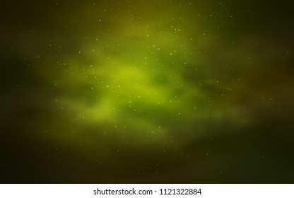 Dark Green vector background with galaxy stars. Blurred decorative design in simple style with galaxy stars. Best design for your ad, poster, banner.
