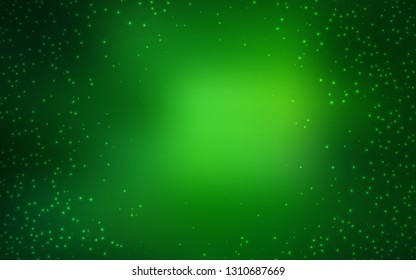 Dark Green vector background with galaxy stars. Space stars on blurred abstract background with gradient. Pattern for astronomy websites.