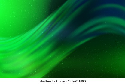 Dark Green vector background with galaxy stars. Glitter abstract illustration with colorful cosmic stars. Smart design for your business advert.
