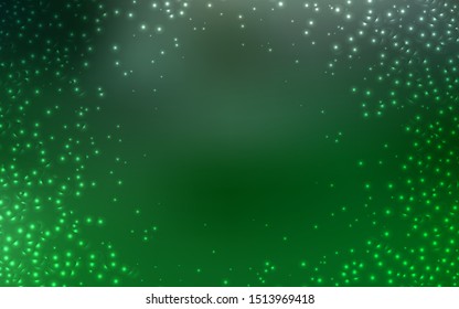 Dark Green vector background with galaxy stars. Shining illustration with sky stars on abstract template. Template for cosmic backgrounds.