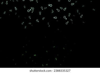 Dark green vector background with gender symbols. Smart illustration in colorful gradient style with gender signs. Template for fasion magazines.