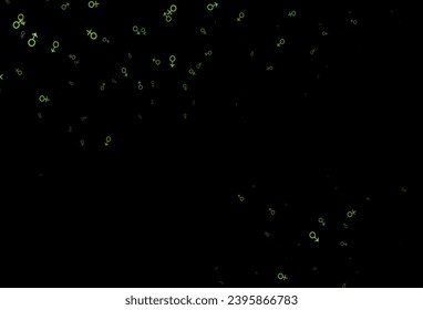 Dark green vector background with gender symbols. Modern abstract illustration with gradient male, female signs. Base design for dating websites.