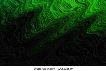 Dark Green vector background with lamp shapes. Glitter abstract illustration with wry lines. Pattern for your business design.