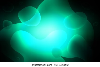 Dark Green vector background with lava shapes. Blurred geometric sample with gradient bubbles.  The best blurred design for your business.
