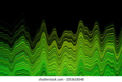 Dark green vector background with lava shapes. Modern gradient abstract illustration with bandy lines. Brand-new design for your ads, poster, banner.