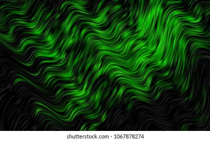 Dark Green vector background with lava shapes. Shining illustration, which consist of blurred lines, circles. The best blurred design for your business.
