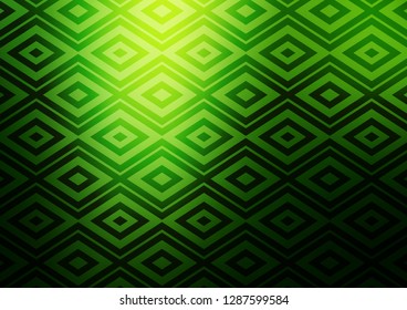 Dark Green vector background with lines, rhombuses. Shining colorful illustration with lines, rectangles. Pattern for websites, landing pages.