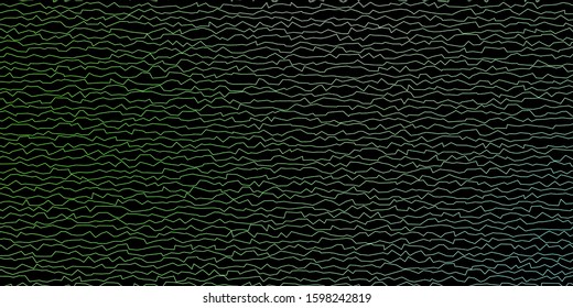 Dark Green vector background with lines. Abstract illustration with gradient bows. Pattern for commercials, ads.