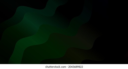 Dark Green vector background with lines. Colorful geometric sample with gradient curves.  Design for your business promotion.