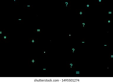 Dark Green vector background with math elements. Modern geometrical illustration with numerals. Smart design for university advert.
