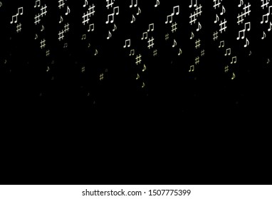 Dark Green vector background with music symbols. Decorative design in abstract style with music shapes. Template for fasion magazines.