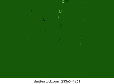 Dark Green vector background with music symbols. Isolated colorful music keys on abstract background. Pattern for festival leaflets.