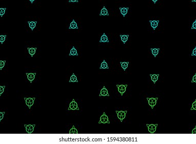 Dark Green vector background with occult symbols. Abstract illustration with gothic gradient shapes. Simple base for your occult design.