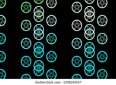 Dark Green vector background with occult symbols. Abstract illustration with gothic gradient shapes. Simple design for occult depiction.