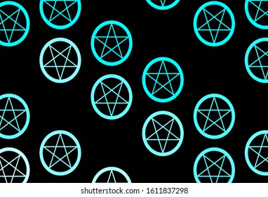 Dark Green vector background with occult symbols. Abstract illustration with gothic gradient shapes. Simple base for your occult design.