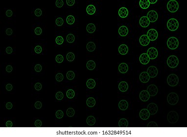 Dark Green vector background with occult symbols. Retro design in abstract style with witchcraft forms. Simple design for occult depiction.