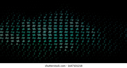 Dark Green vector background with occult symbols. Abstract illustration with gothic gradient shapes. Background for esoteric, mystic designs.