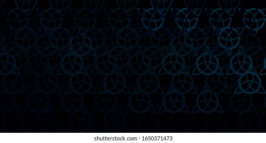 Dark Green vector background with occult symbols. Colorful vintage illustration with gradient alchemy shapes. Simple design for occult depiction.