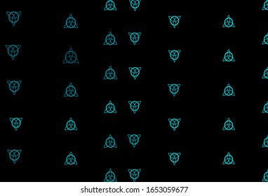 Dark Green vector background with occult symbols. Retro design in abstract style with witchcraft forms. Background for esoteric, mystic designs.