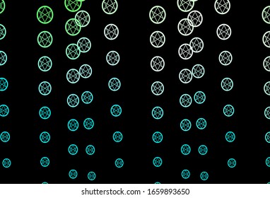 Dark Green vector background with occult symbols. Colorful mystic symbols with a gradient in ancient style. Best design halloween events.