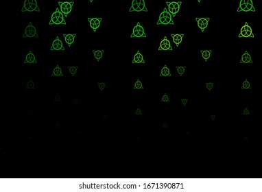 Dark Green vector background with occult symbols. Retro design in abstract style with witchcraft forms. Simple base for your occult design.