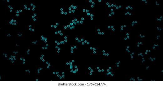 Dark Green vector background with occult symbols. Colorful vintage illustration with gradient alchemy shapes. Simple base for your occult design.