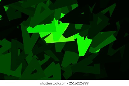 Dunkelgrüner Vektorhintergrund mit polygonalem Stil. Dreiecke auf abstraktem Hintergrund mit buntem Farbverlauf. Einfaches Design für Ihre Website.